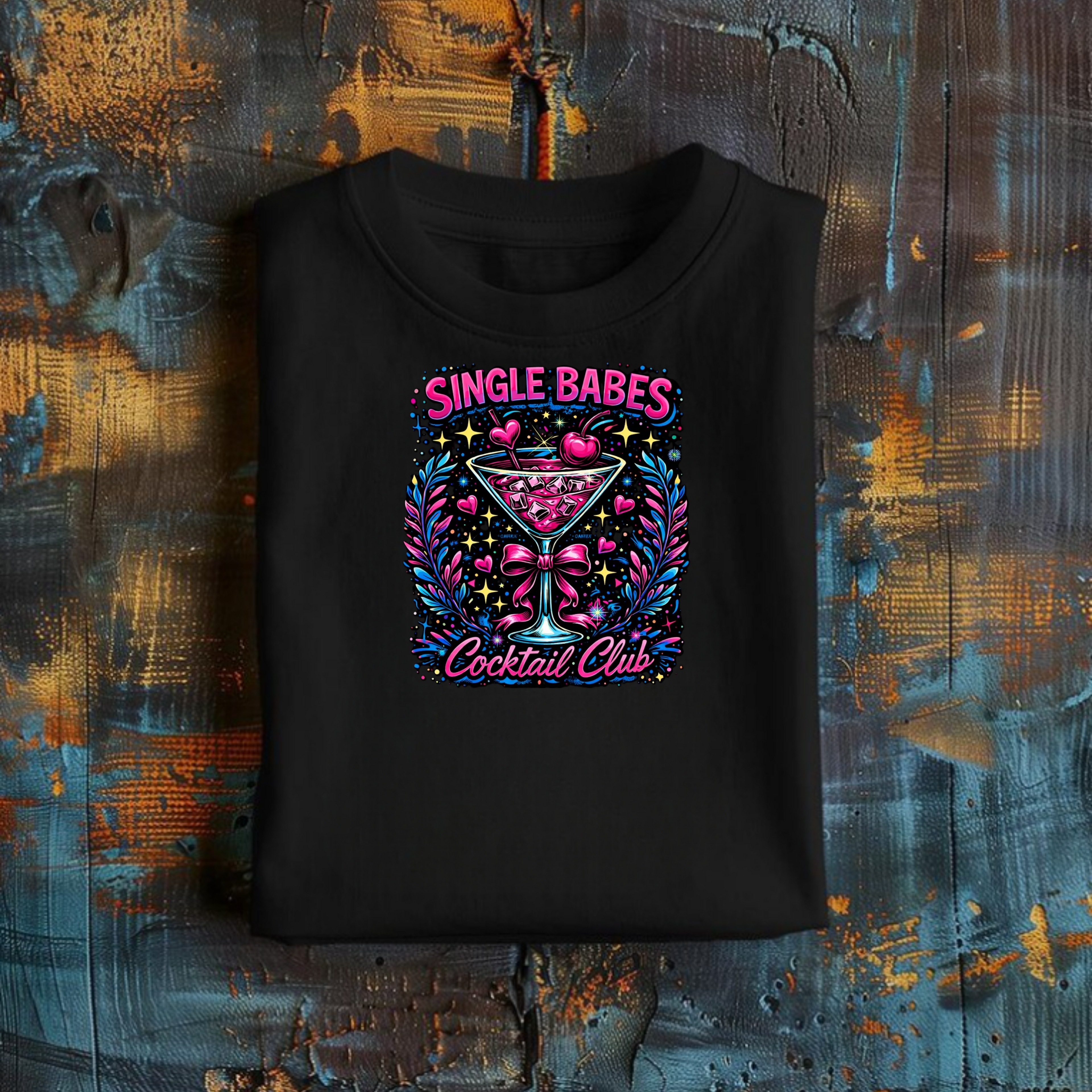 'Single Babes Cocktail Club' Short Sleeve Graphic Tee